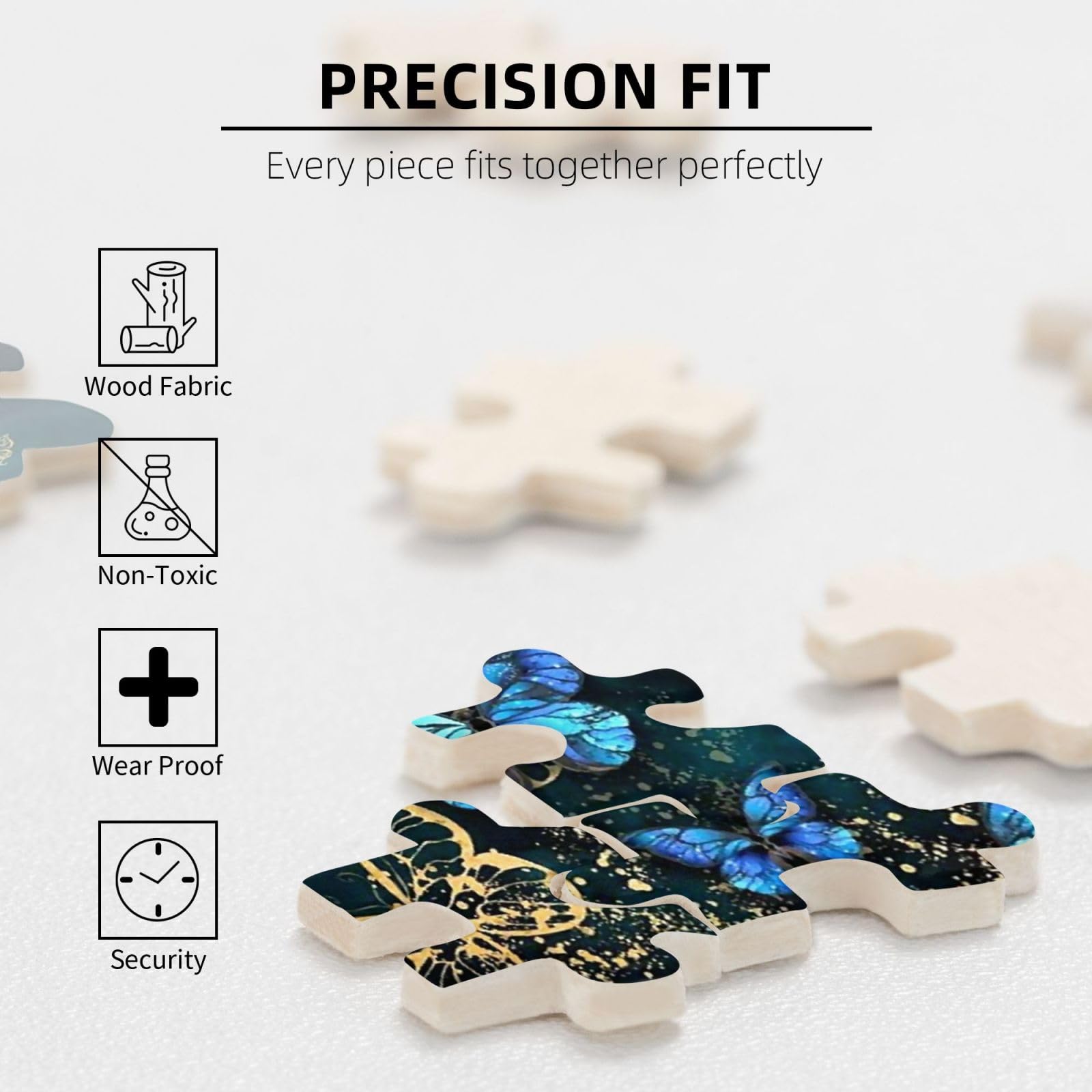 Amazon.co.jp: ジグソーパズル 500ピース 美しい蝶 金色 青い蝶